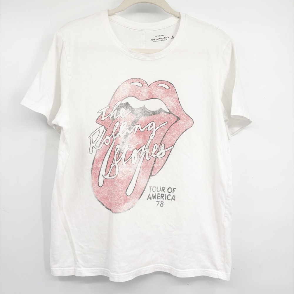 Abercrombie & Fitch Womens Rolling Stones 78 Tour Graphic Rock Band Tee Size M